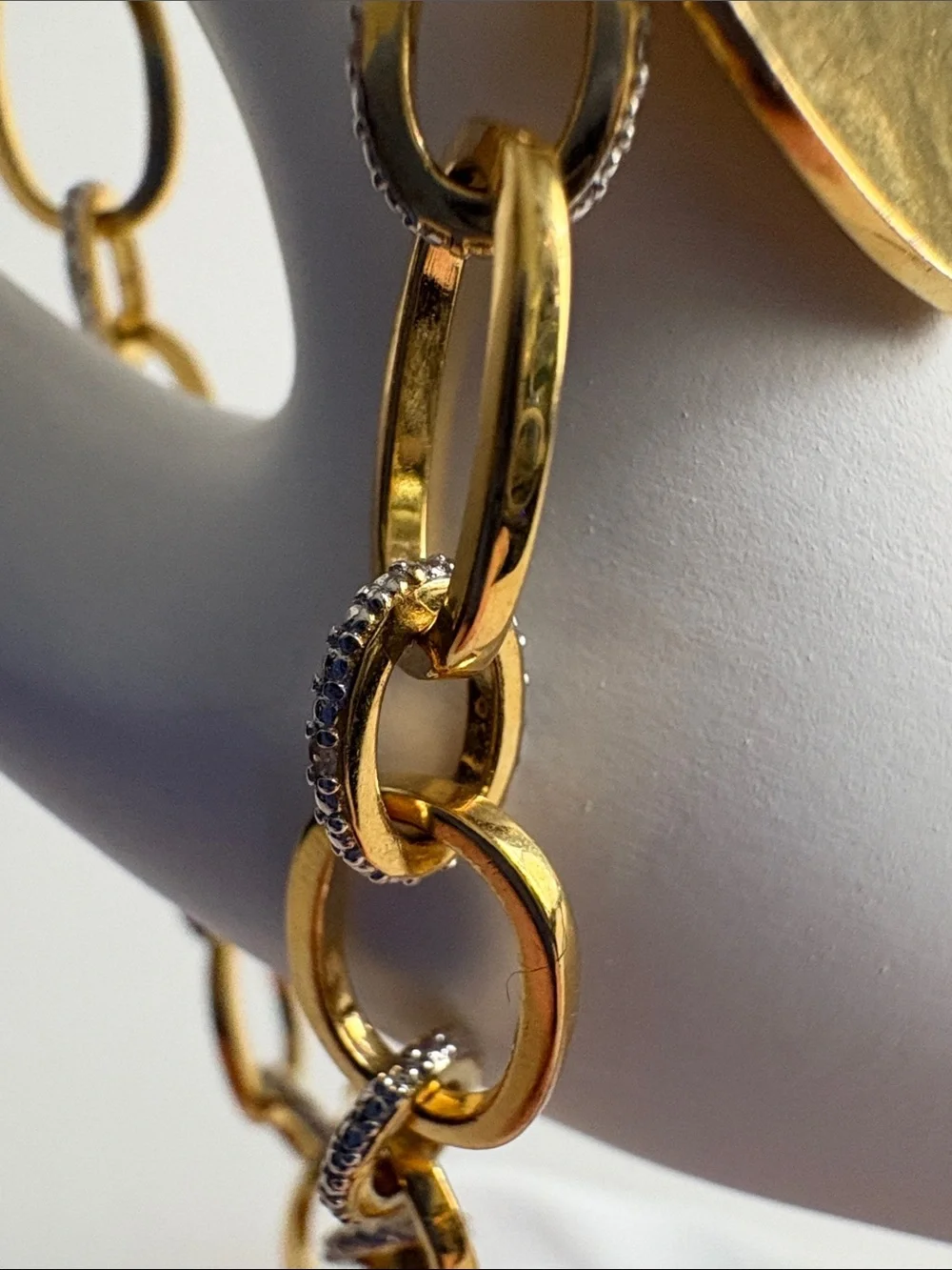 Gold Heart Charm with Alternating Pave Link Bracelet